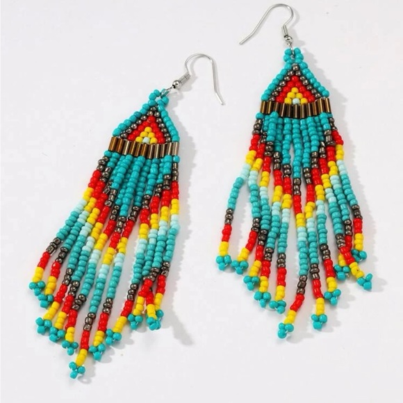 NWT Beaded Fringe Earrings - Picture 3 of 5